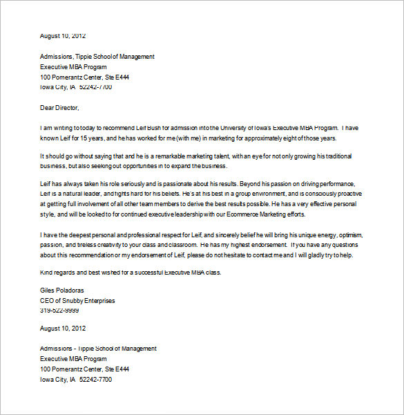 recommendation letter for graduate school