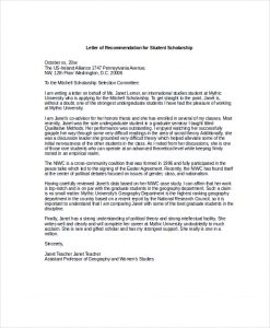 recommendation letter for student scholarship letter of recommendation for student scholarship