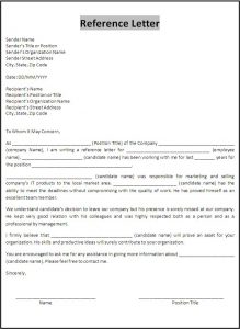 reference letter templates reference letter template