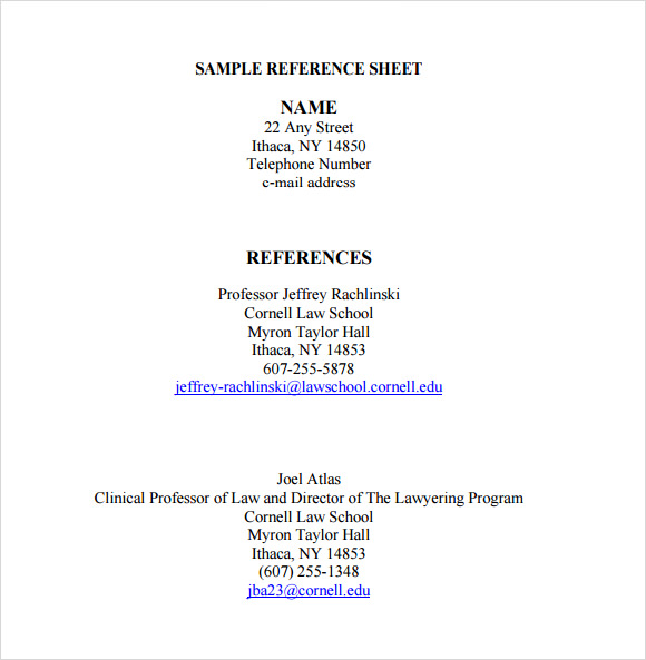 reference sheet template