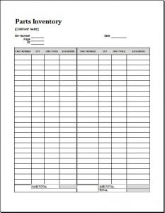 referral form template parts inventory