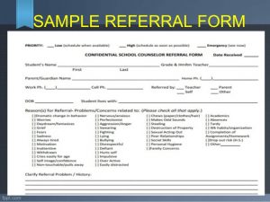 referral form templates referral and follow up guidance and counseling