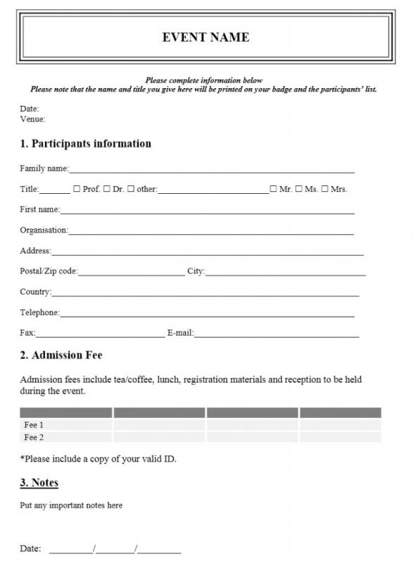 registration form template free