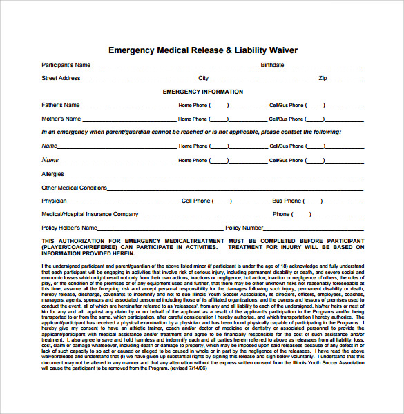 release of liability form