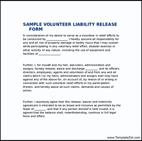 release of liability form