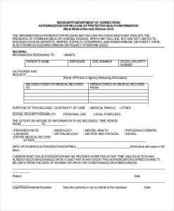 release of medical records form blank medical records release form