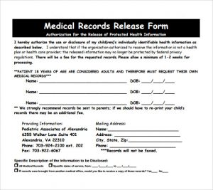 release of medical records form medical records release form pdf