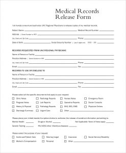 release of medical records form patient medical records release form
