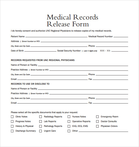 release of records form