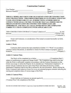 remodeling contract template free download construction contract template word