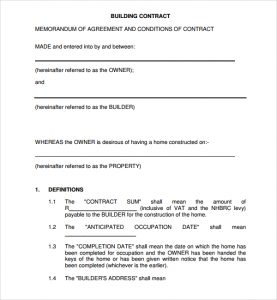 remodeling contract template simple construction agreement template