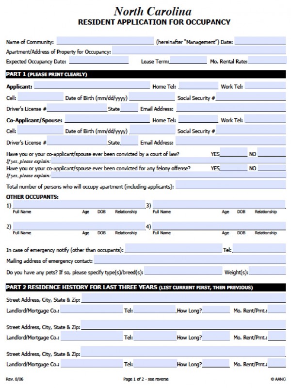 rent application form pdf