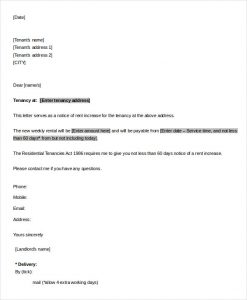 rent increase letter template rent increase letter to tenant