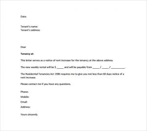 rent increase letter template rent increase notice letter