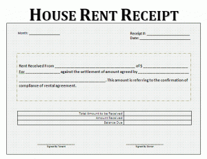 rent paid receipt house rent receipt template