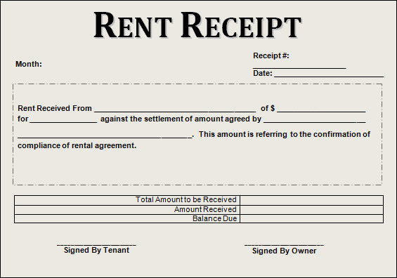 rent receipt sample