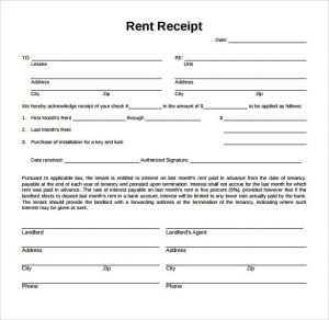 rent receipt sample rent receipt form pdf