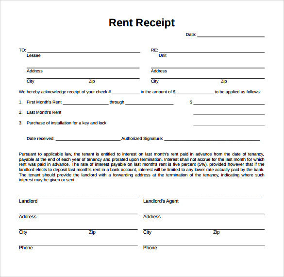 rent receipt sample