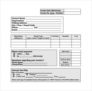 rent receipt template word sample rental invoice template