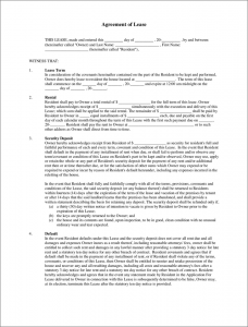 rent to own agreement template blank lease agreement