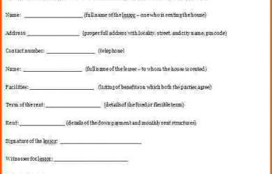 rental agreement format rental agreement format house rent agreement template