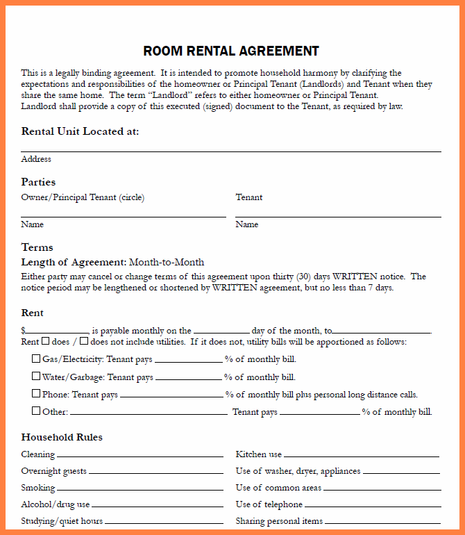 rental agreement letter