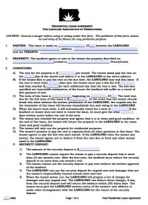 rental application form doc pennsylvania landlord association residential lease agreement