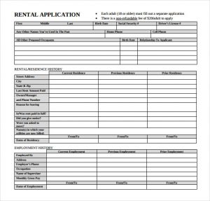 rental application form free free blank rental application form pdf sample