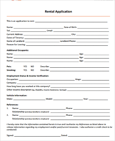 rental application form free