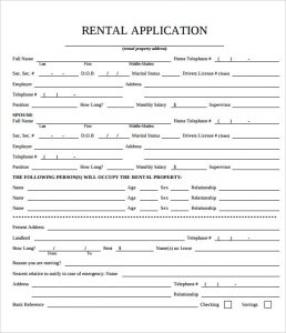 rental application form free room licensing rental application form printable