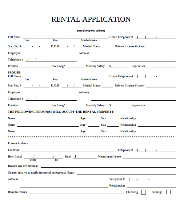 rental application form free