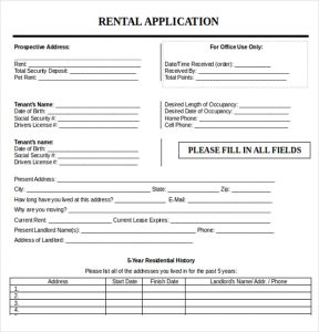 rental application form word editable rental application template word document