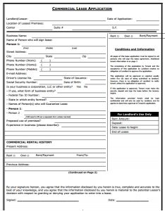 rental application template commercial lease application template