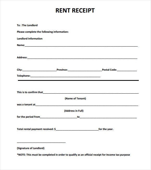 rental payment receipt