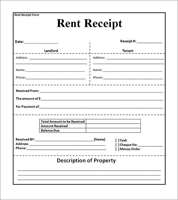 rental receipt template