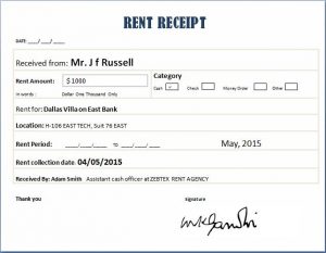 renters receipt form rent receipt template
