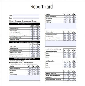 report card template sample report card template pdf