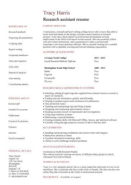 research assistant resume
