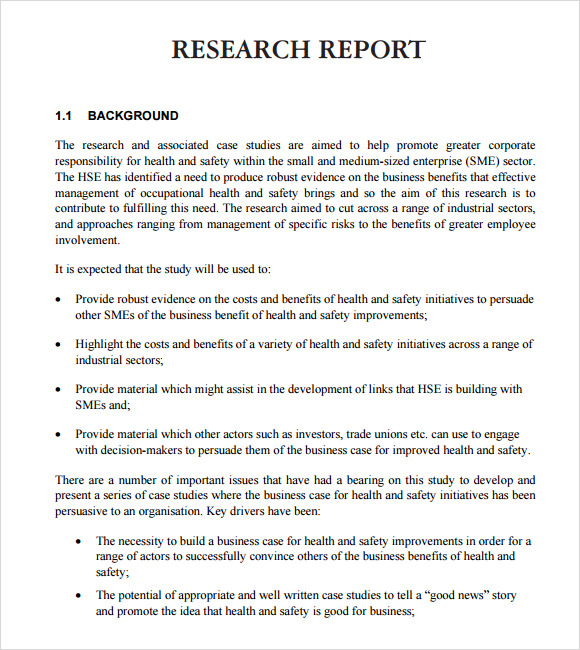 Research Report Format Template Business