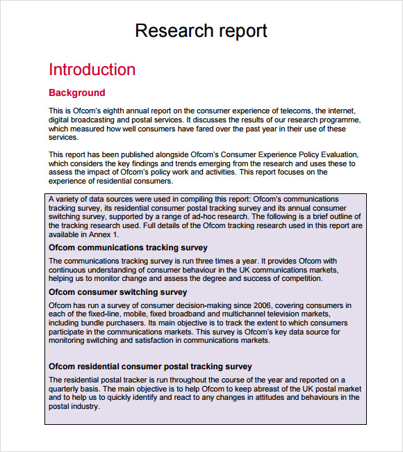 research report format