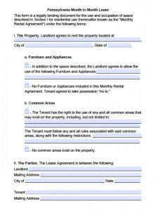 residential lease application pennsylvania month to month lease x
