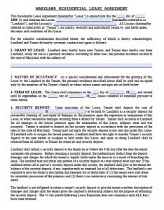 residential rental agreement maryland standard residential lease agreement x