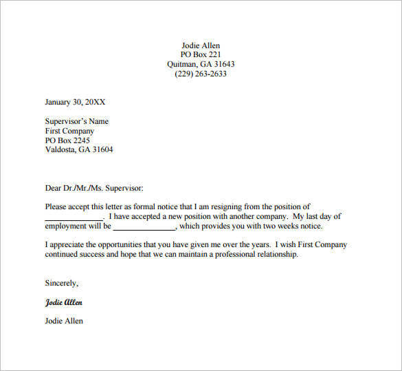 resign email template