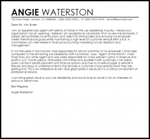 resignation letters examples car dealership