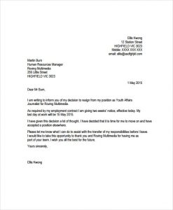 resignation letters examples standard resignation letter in pdf