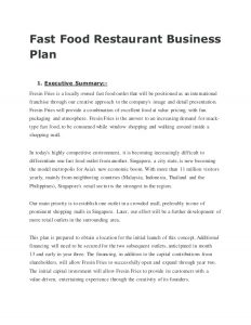 restaurant business plan sample fast food restaurant business plan