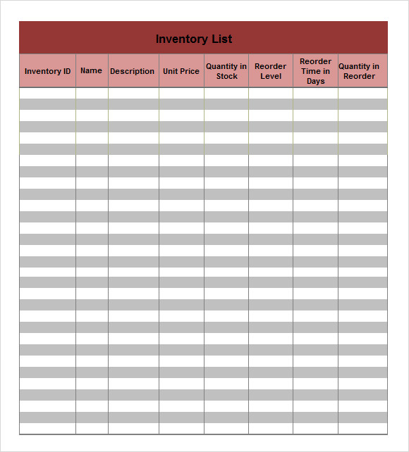 restaurant inventory sheets