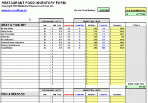 restaurant inventory spreadsheets inventory sm