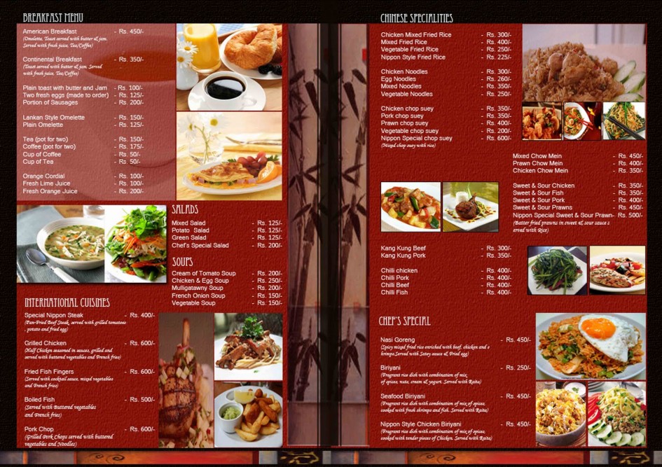 restaurant menu template free