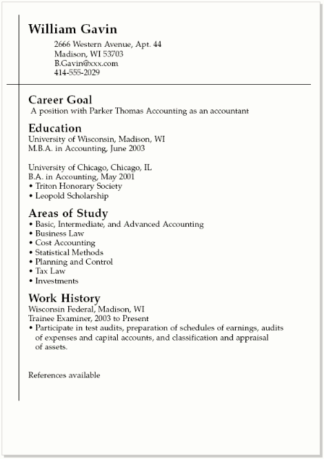 resume examples for college students